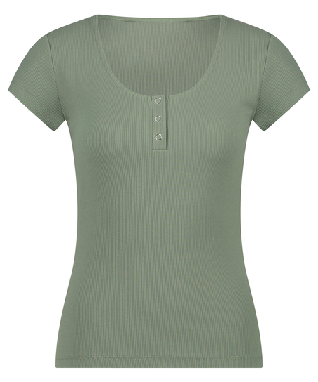 Henley Short Sleeved Pyjama Top, Green