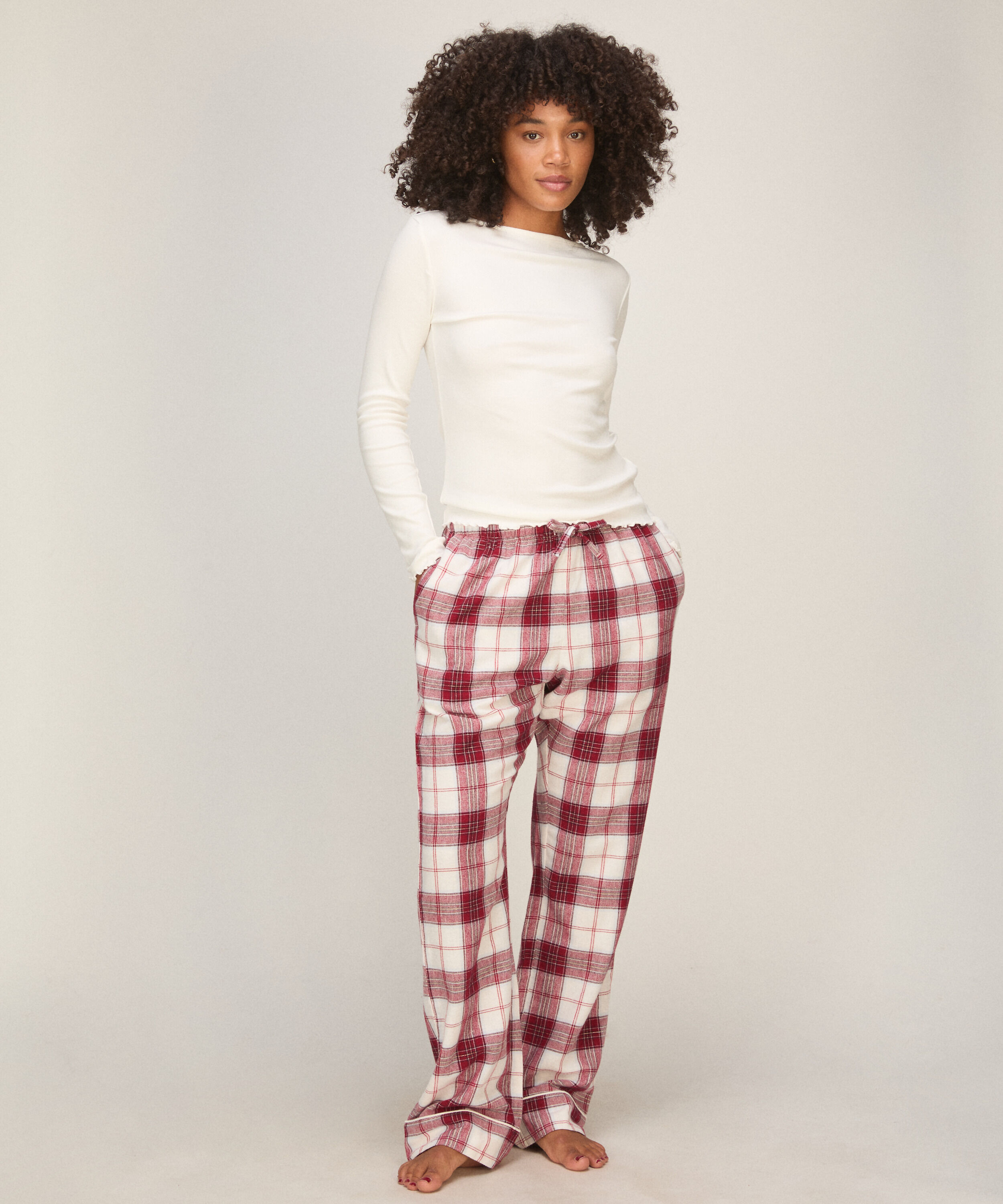 Tall Flannel Pyjama Pants, White