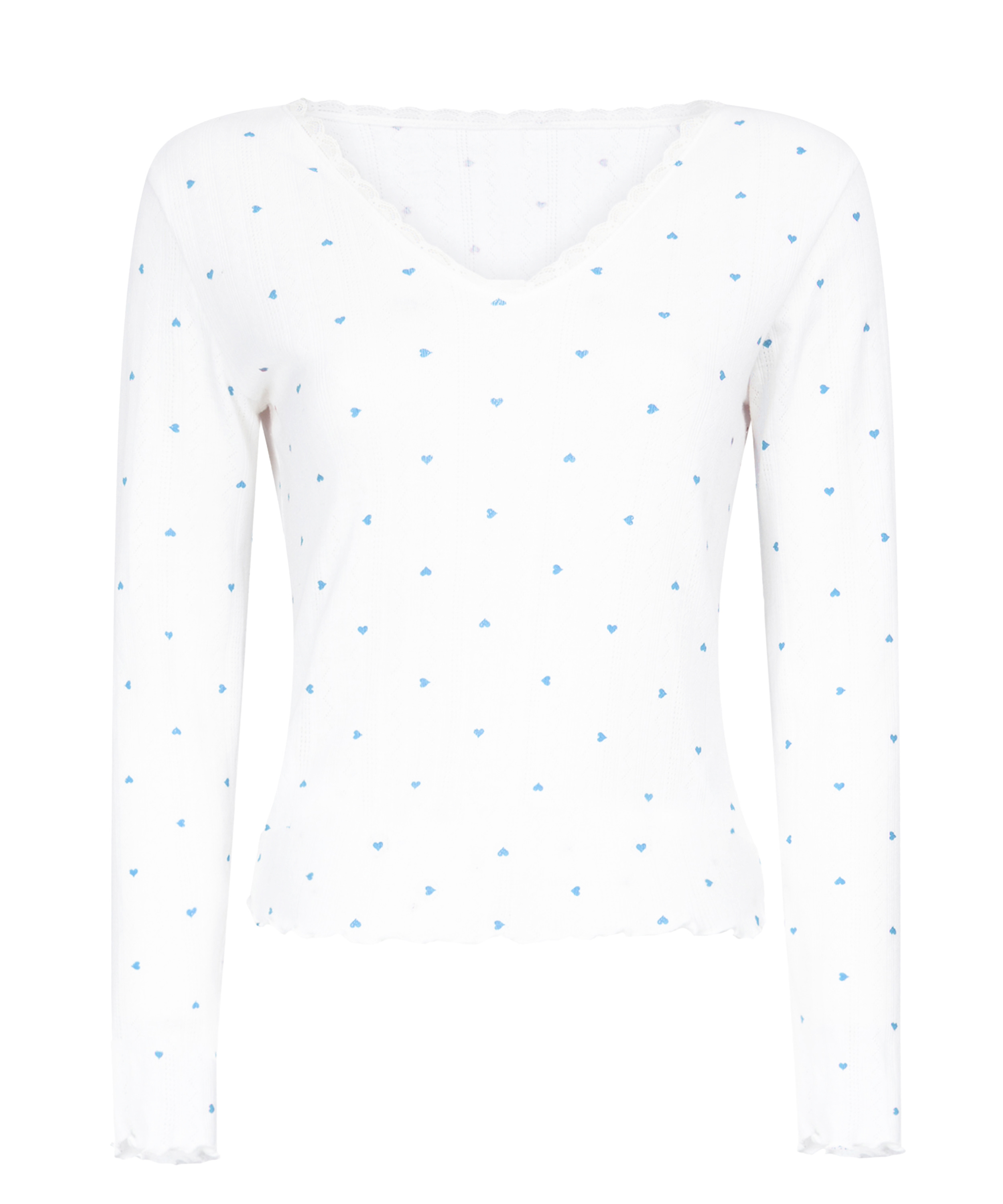 Pointelle Pyjama Top, Blue, main