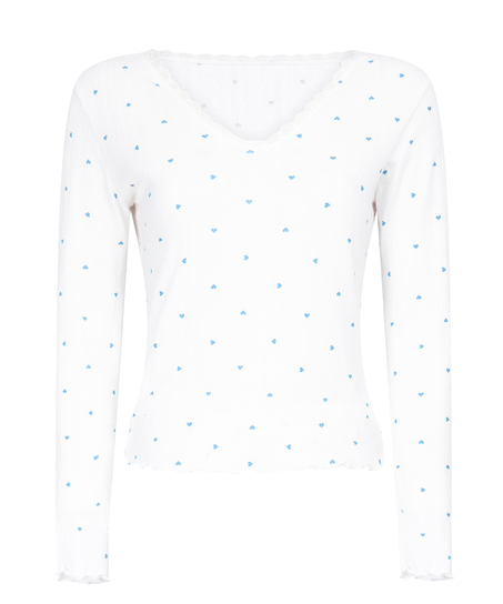 Pointelle Pyjama Top, Blue