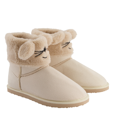 Suede slippers, Beige
