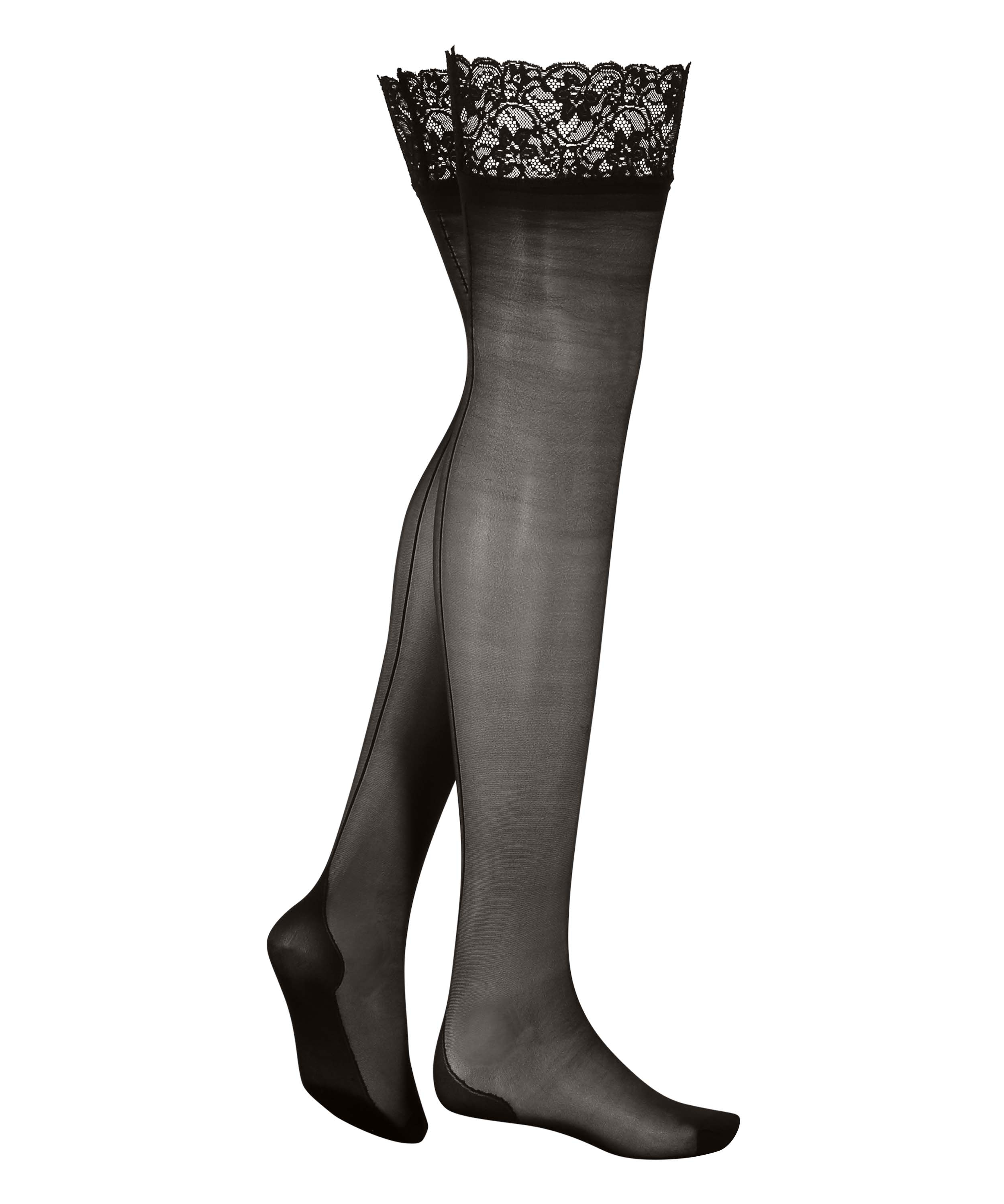 Lace Backseam 15 denier Stockings, Black, main