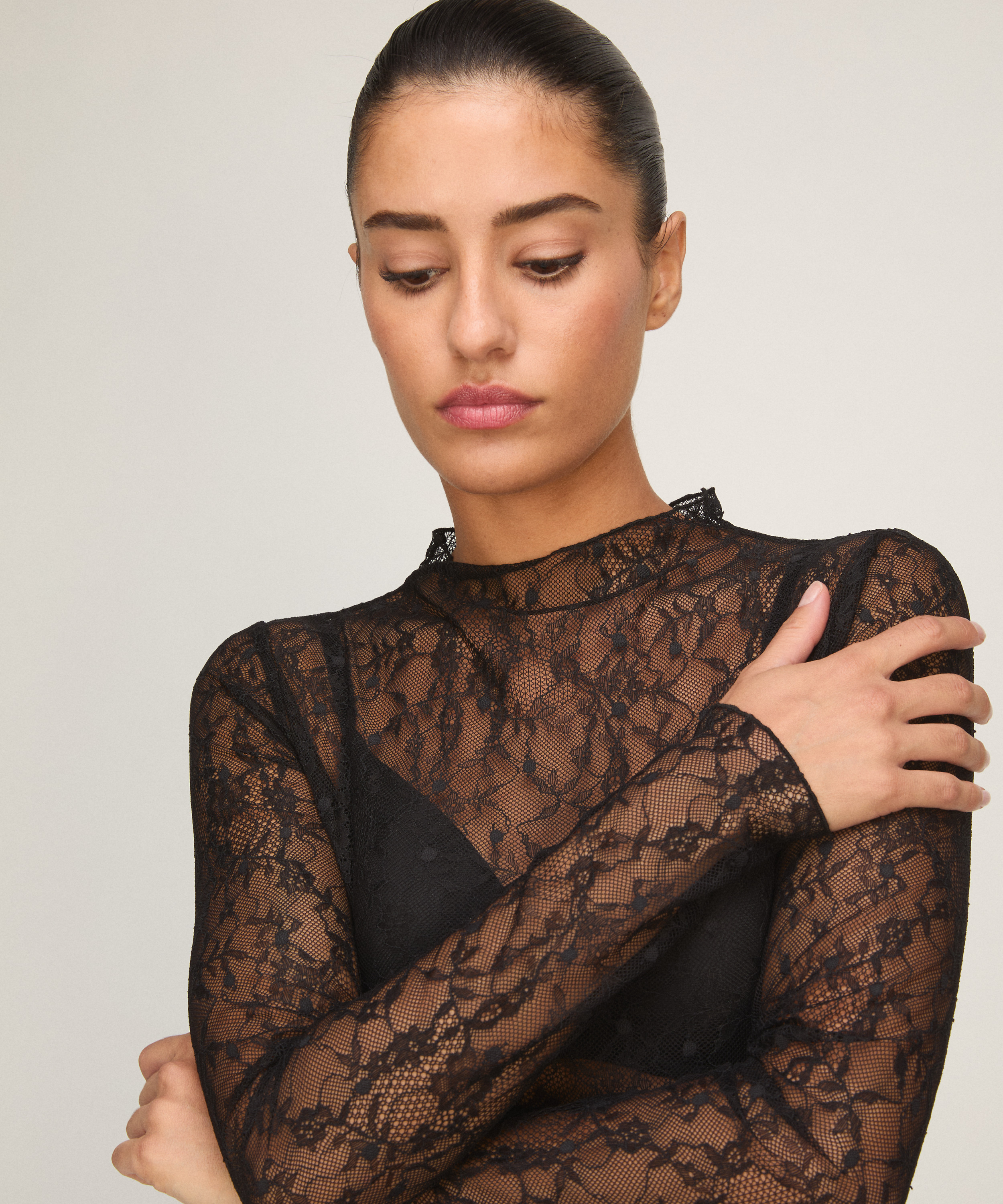 Slipdress Allover Lace, Black, main