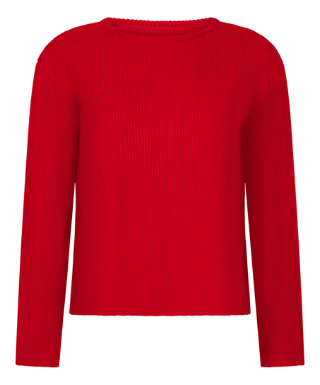 Jersey Long-Sleeved Pyjama Top, Red