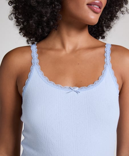 Pointelle Singlet, Blue