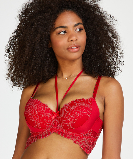 Coco Padded Longline Underwired Bra, Red