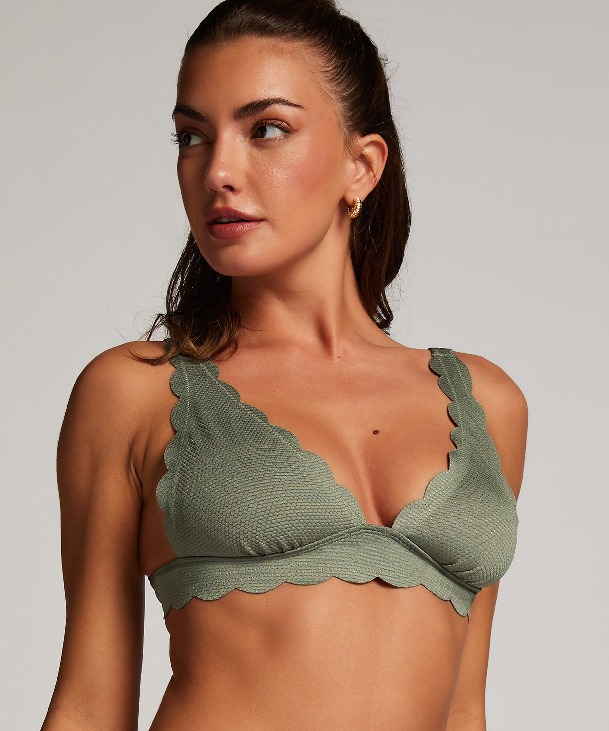 Scallop triangle bikini top, Green, main