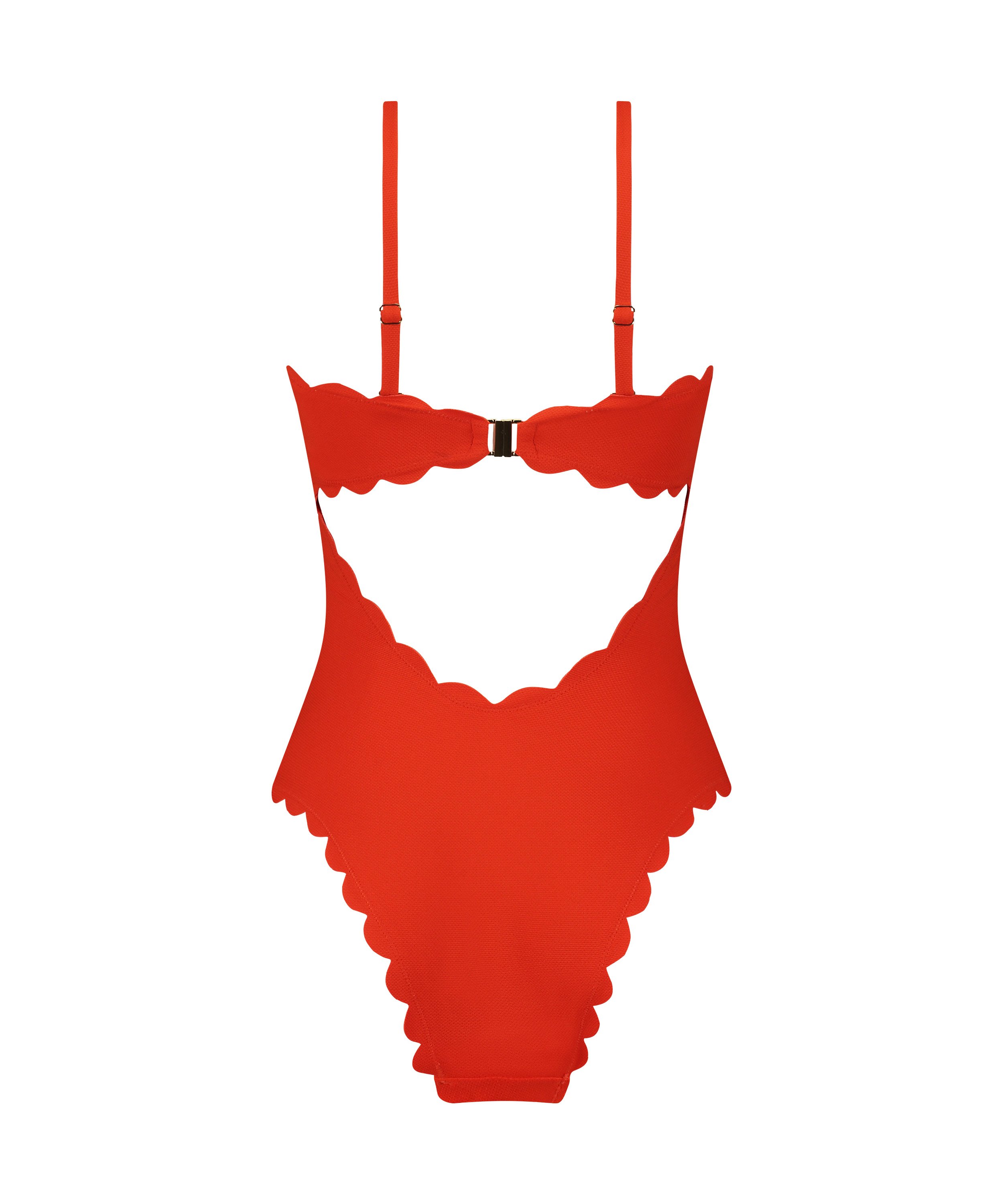 Bandeau Scallop Swimsuit, Red, main