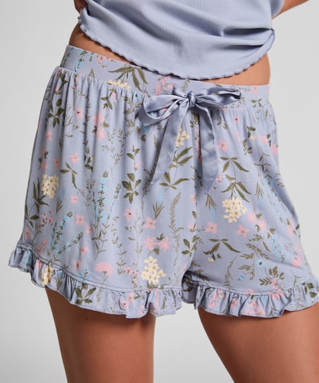Jersey Ruffled Shorts, Purple