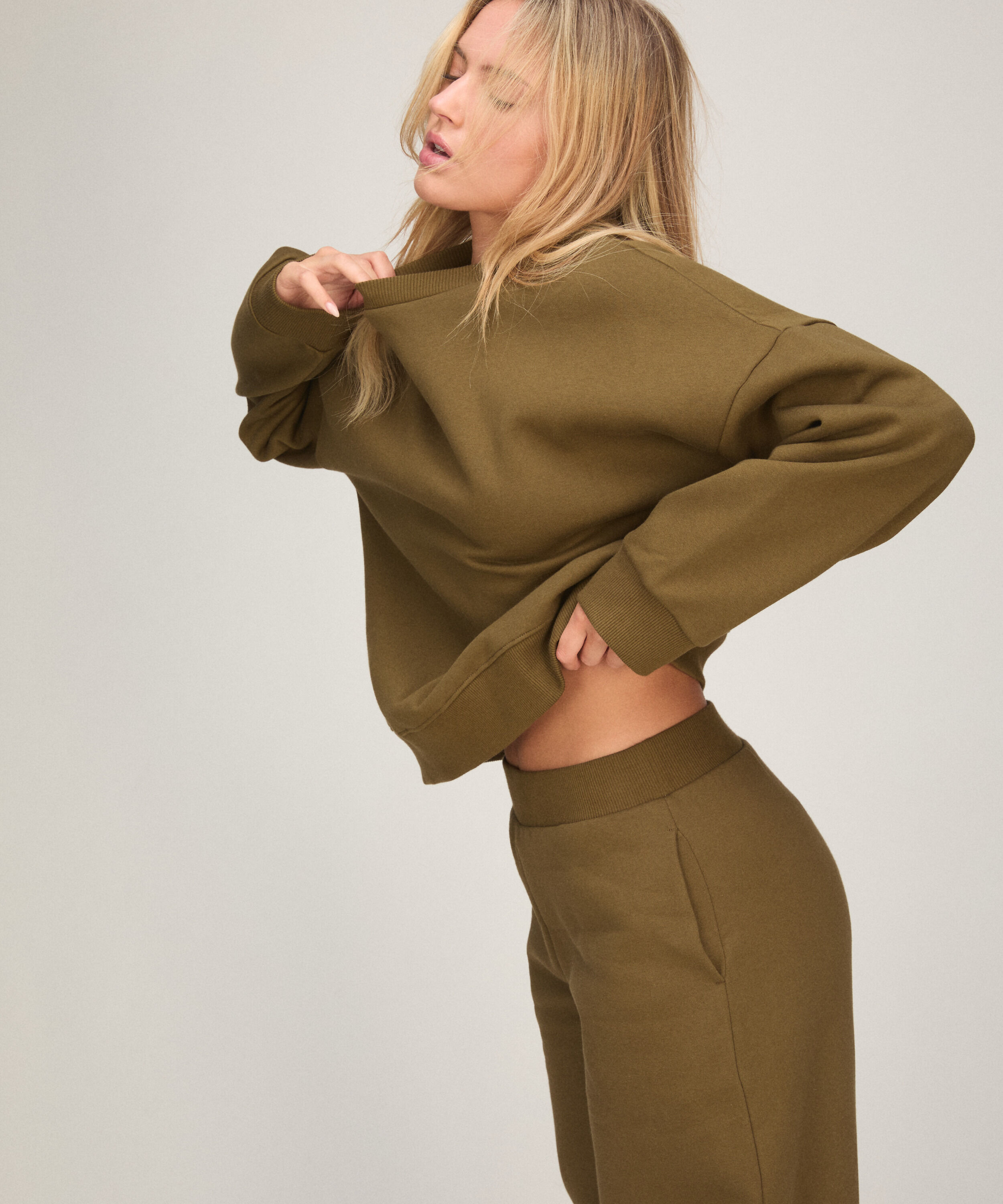 Top crew brushed sweat, Green