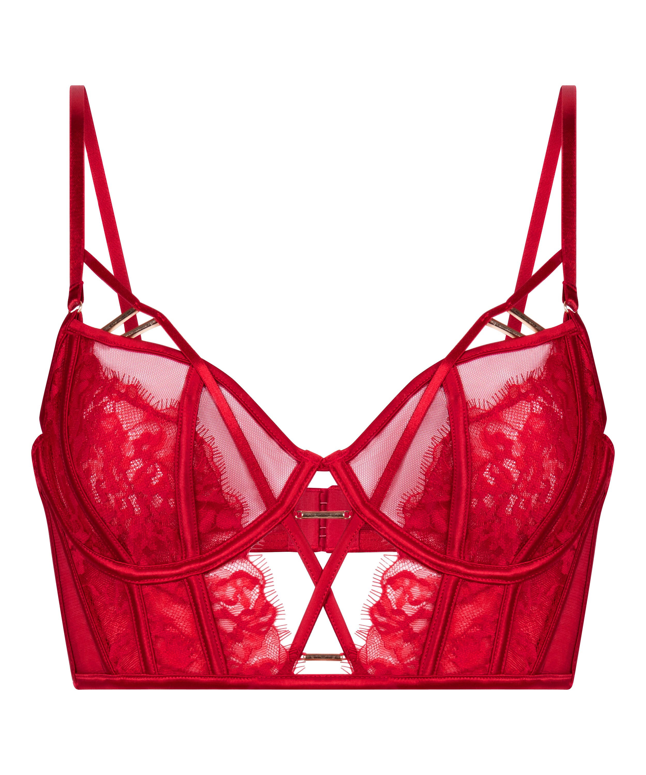 Noeki Non-Padded Longline Underwired Bra, Red