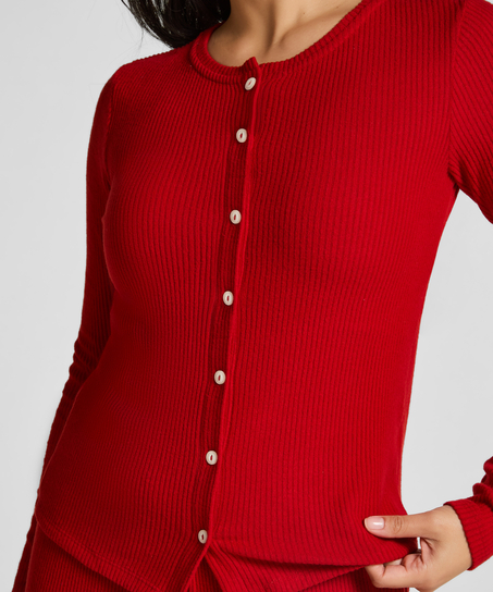 Cardigan Ribbed Jersey, Red