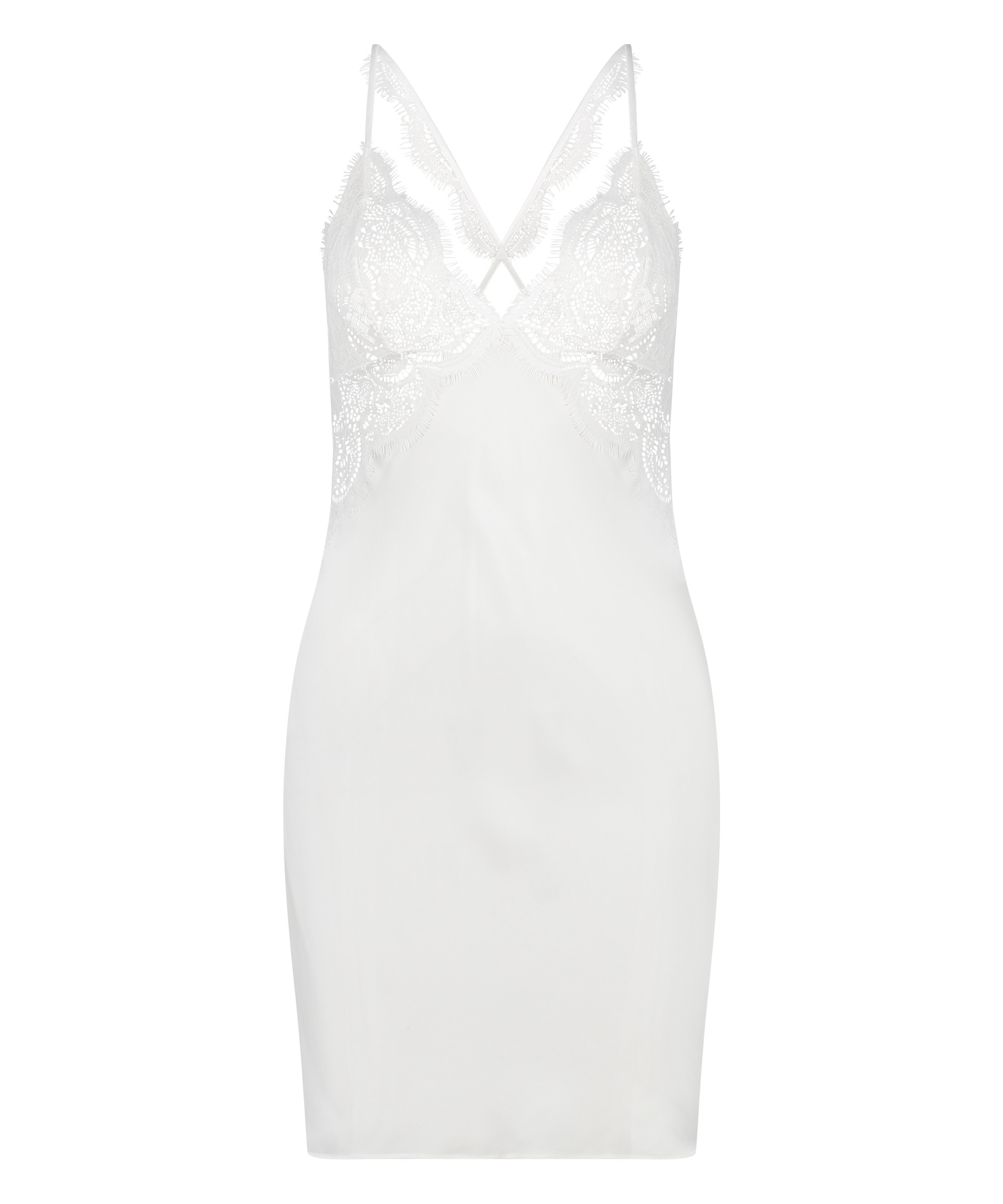 Satin Slip Dress, White, main