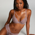 Floral Mesh V-shaped Brazilian Knickers, Purple