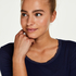 LS ribbed top R-neck, Blue