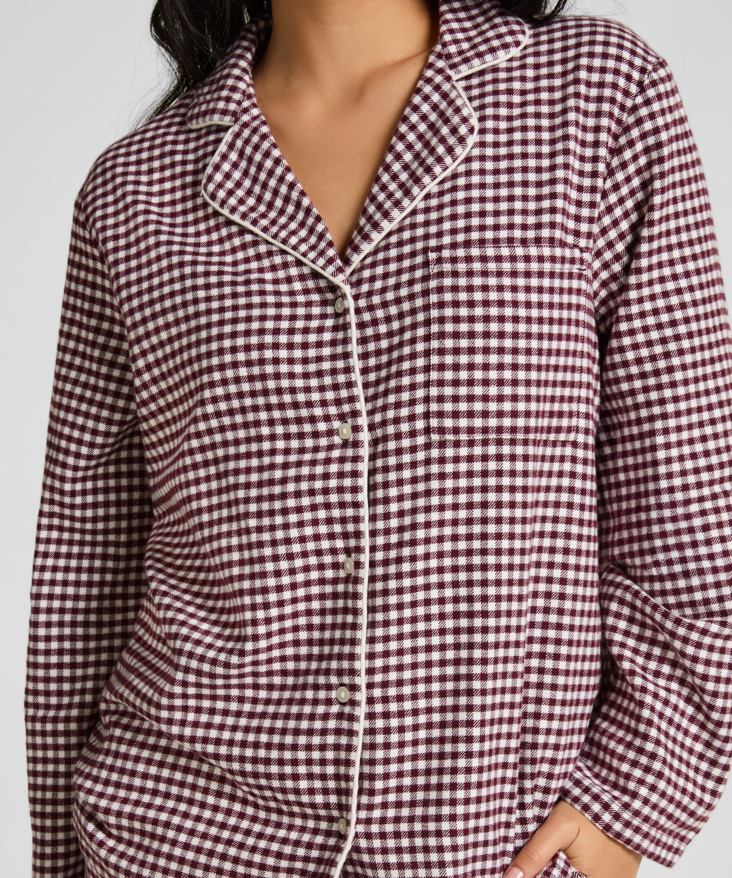 Essentials Flannel Pyjama Top, Purple, main