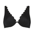 Scallop non-padded underwired bikini top, Black