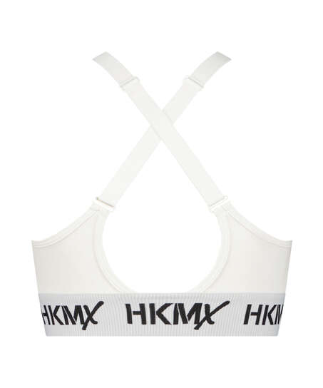 HKMX The Crop Logo Sports Bra Level 1, White