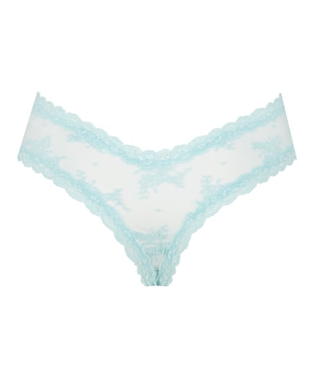 V-shaped Brazilian knickers mesh, Blue
