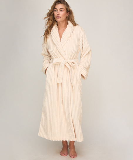 Bathrobe Jacqueared Fleece, White