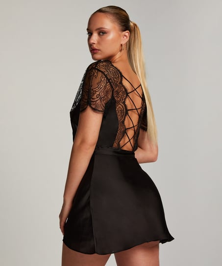 Coco satin kimono, Black