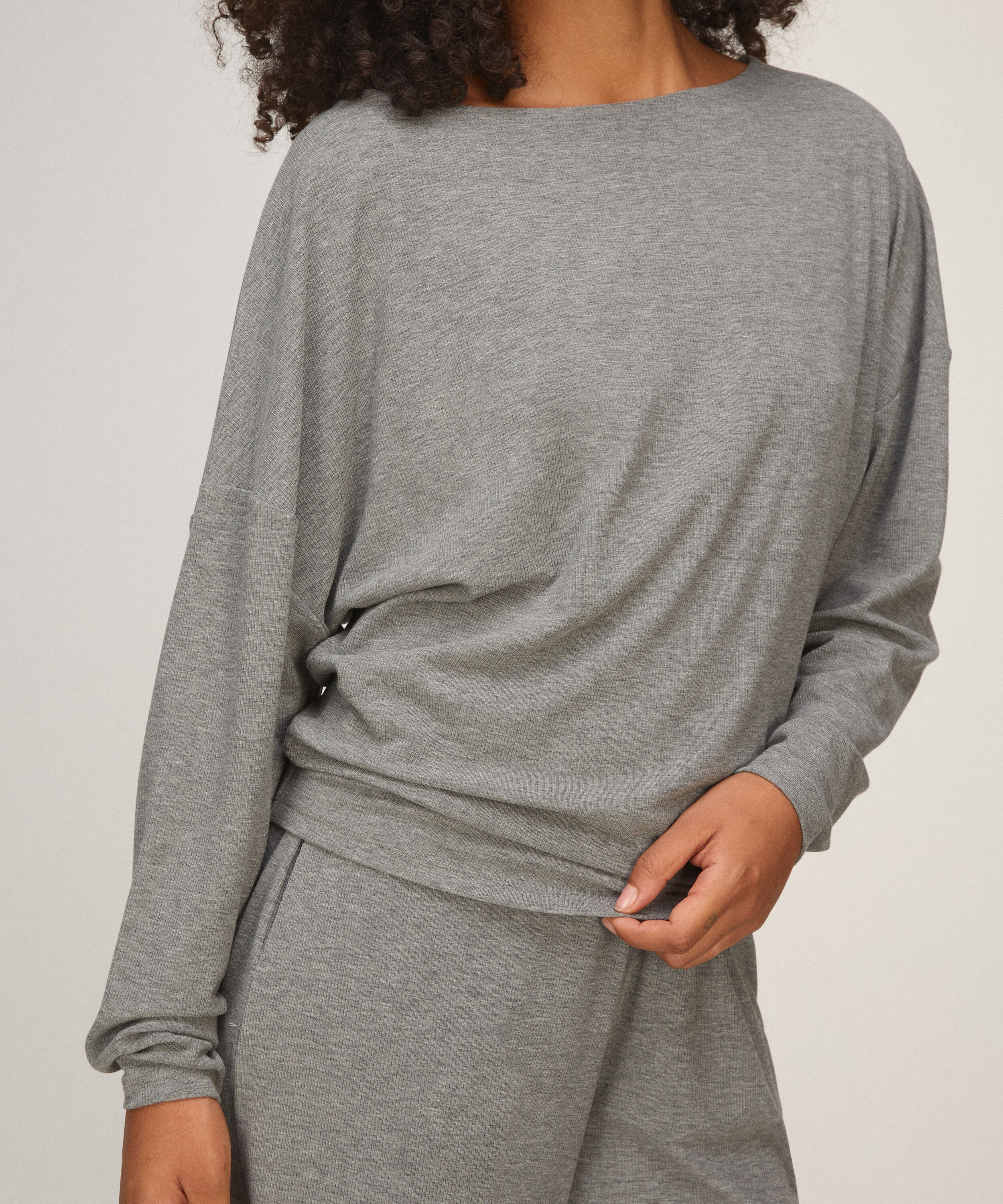 TOP LS PREMIUM RIB BATWING, Gray