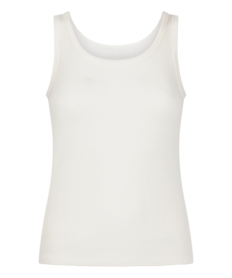 Singlet Brushed Jersey Rib, White