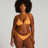 Scallop Lurex Triangle Bikini Top, Orange