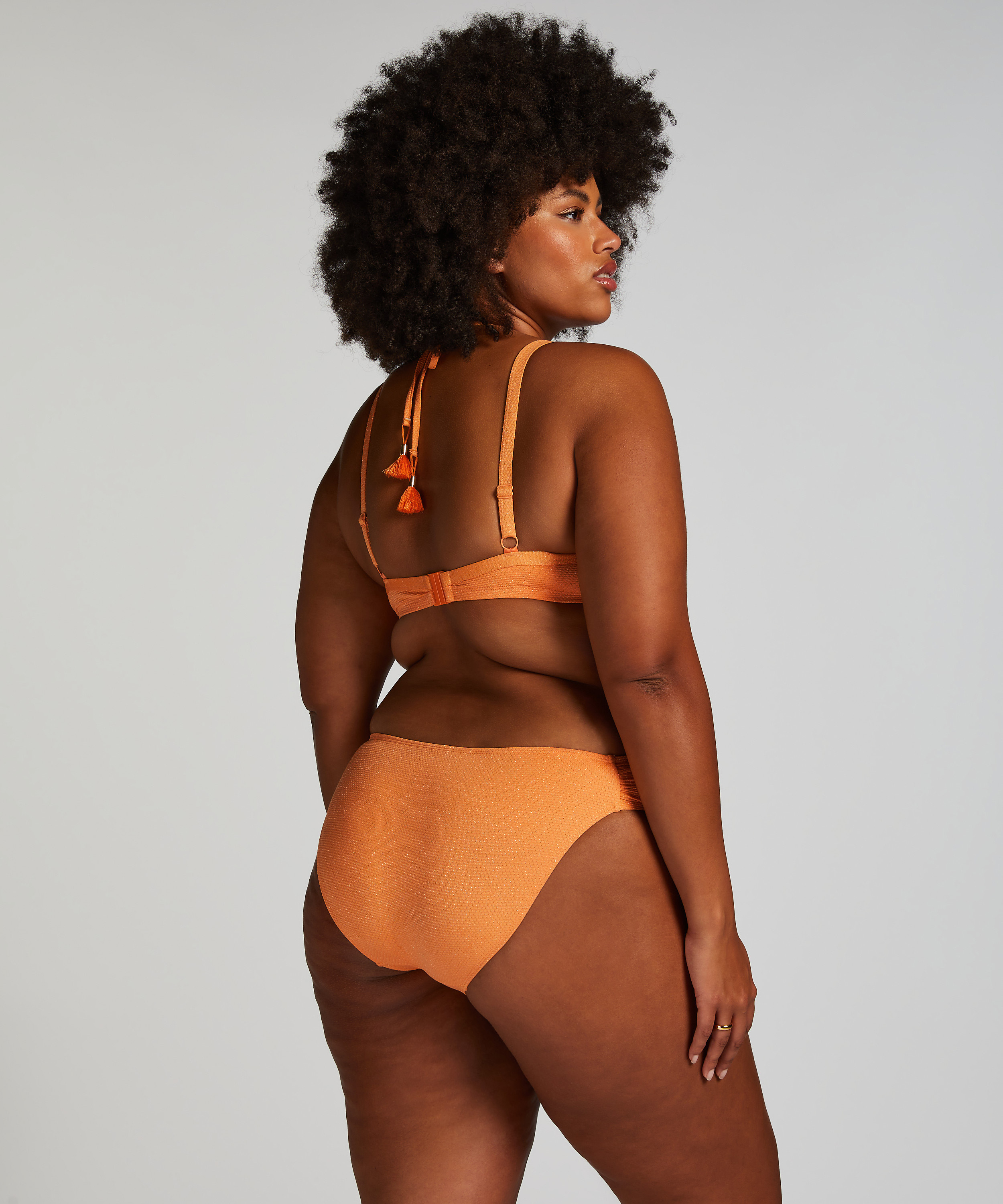 Scallop Lurex Bikini Top, Orange, main