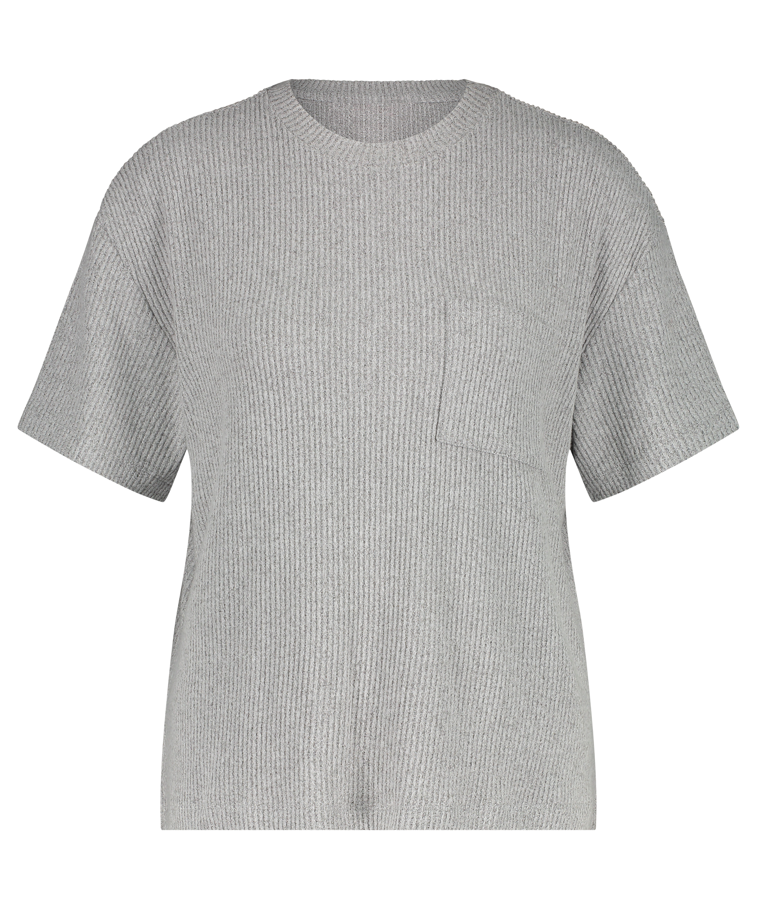Rib Short Sleeve Top, Gray, main