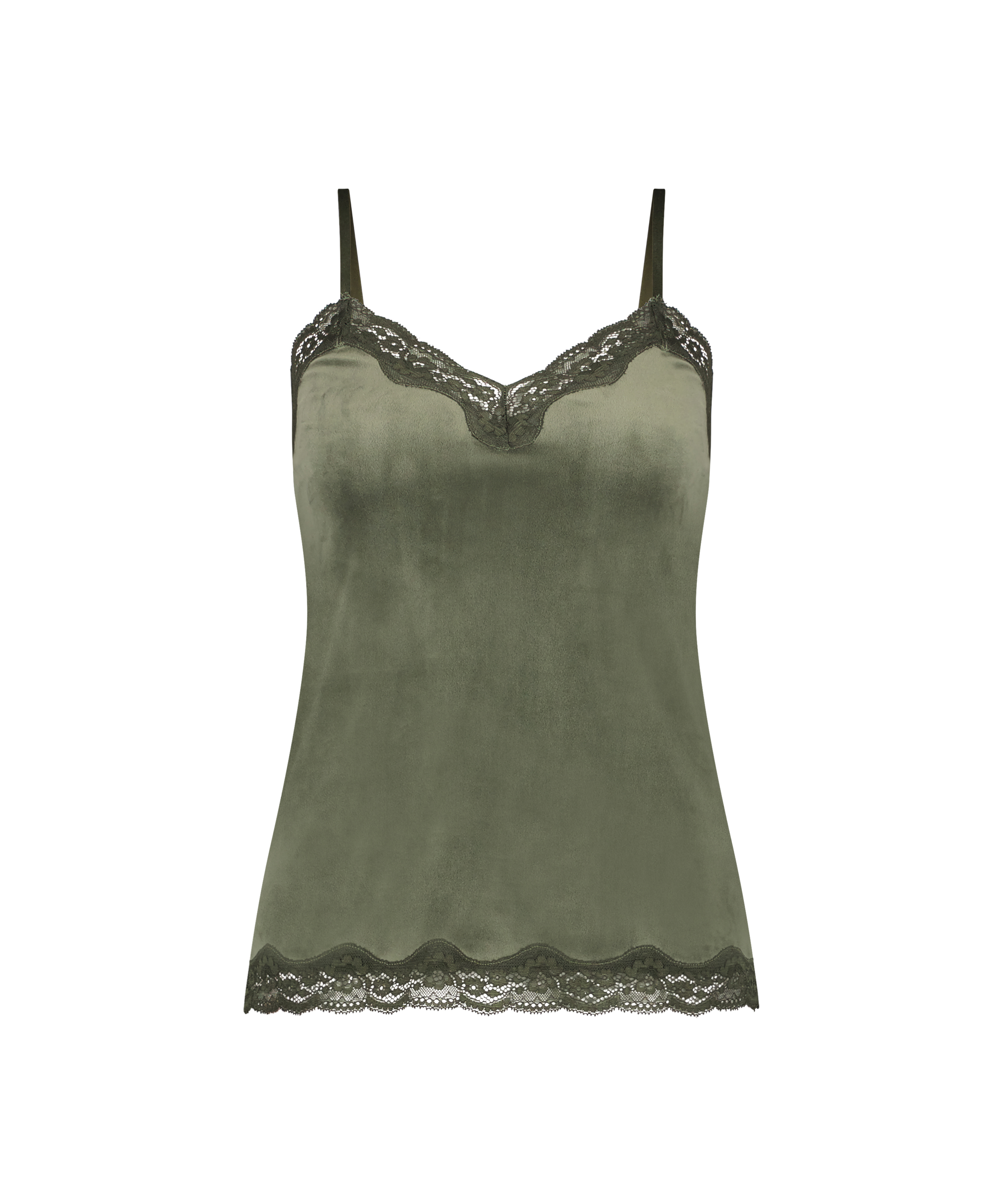 Velours Lace Cami Top, Green, main