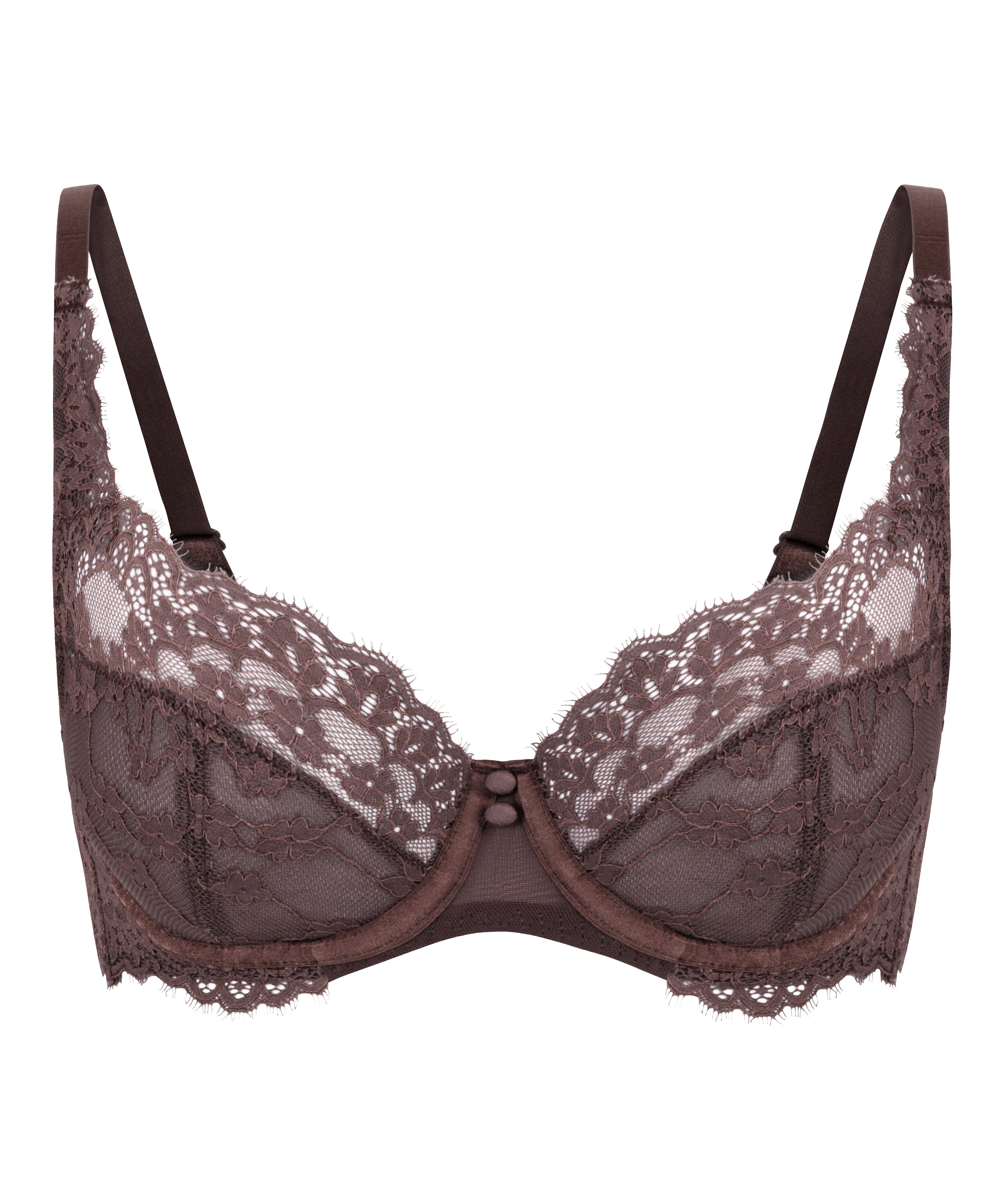 Daisy Non-Padded Underwired Bra, Brown, main