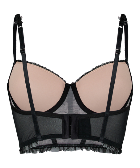 Padded Underwired Longline Bra Felicity, Black