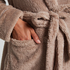 Long Fleece Bathrobe, Beige