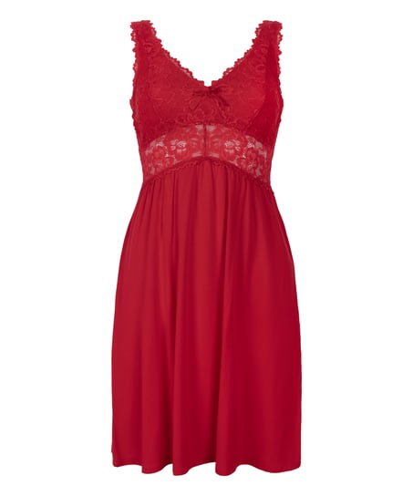 Nora Lace Slip Dress, Red