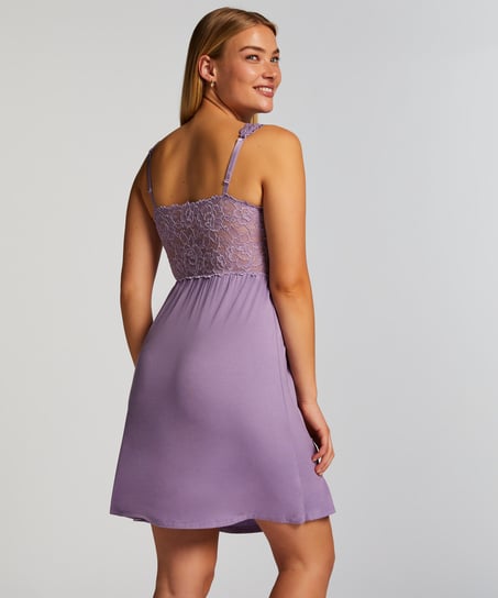 Nora Lace Slip Dress, Purple
