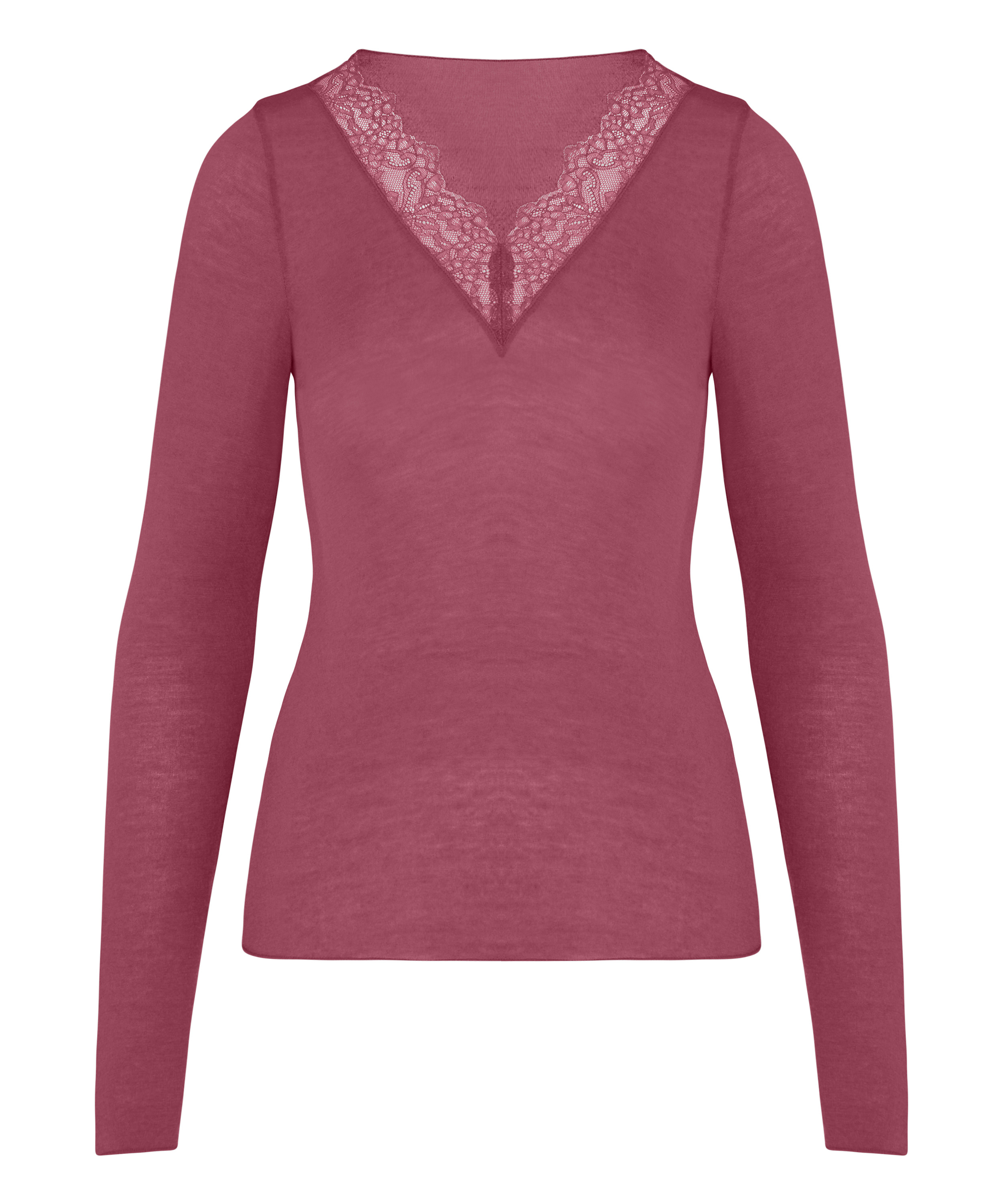 super soft Lace V-Neck shirt with Cashmere, Purple, main