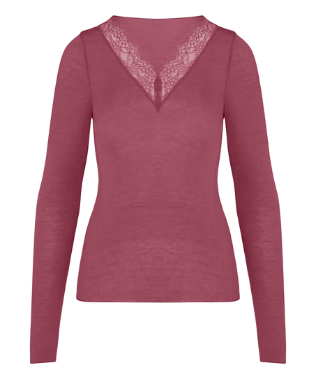 super soft Lace V-Neck shirt with Cashmere, Purple
