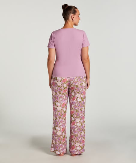 Henley Short Sleeved Pyjama Top, Purple