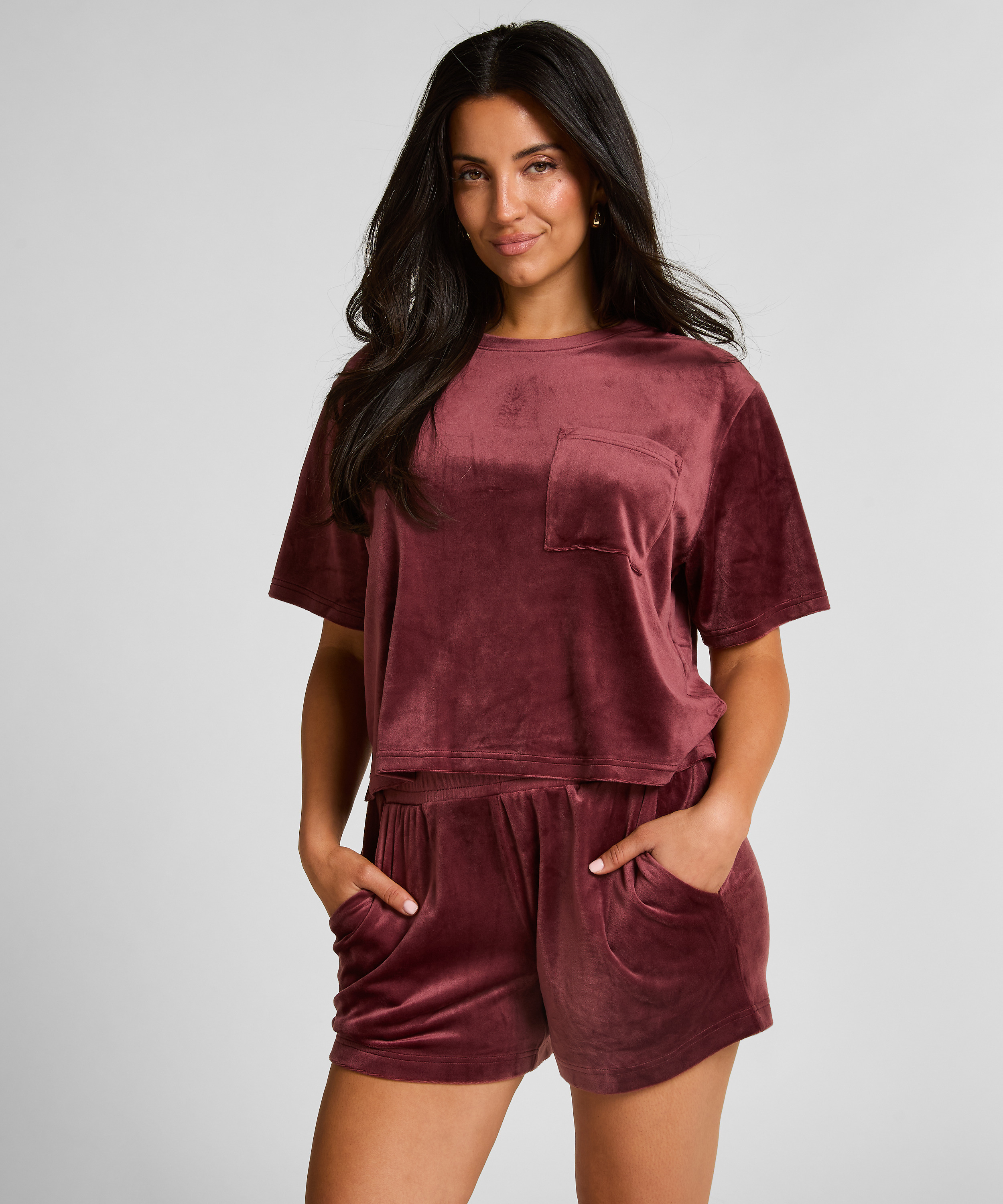 Velvet Pocket shorts, Red, main