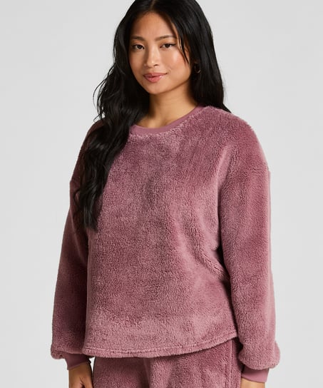 Longsleeved Top Fluffy Fleece, Pink