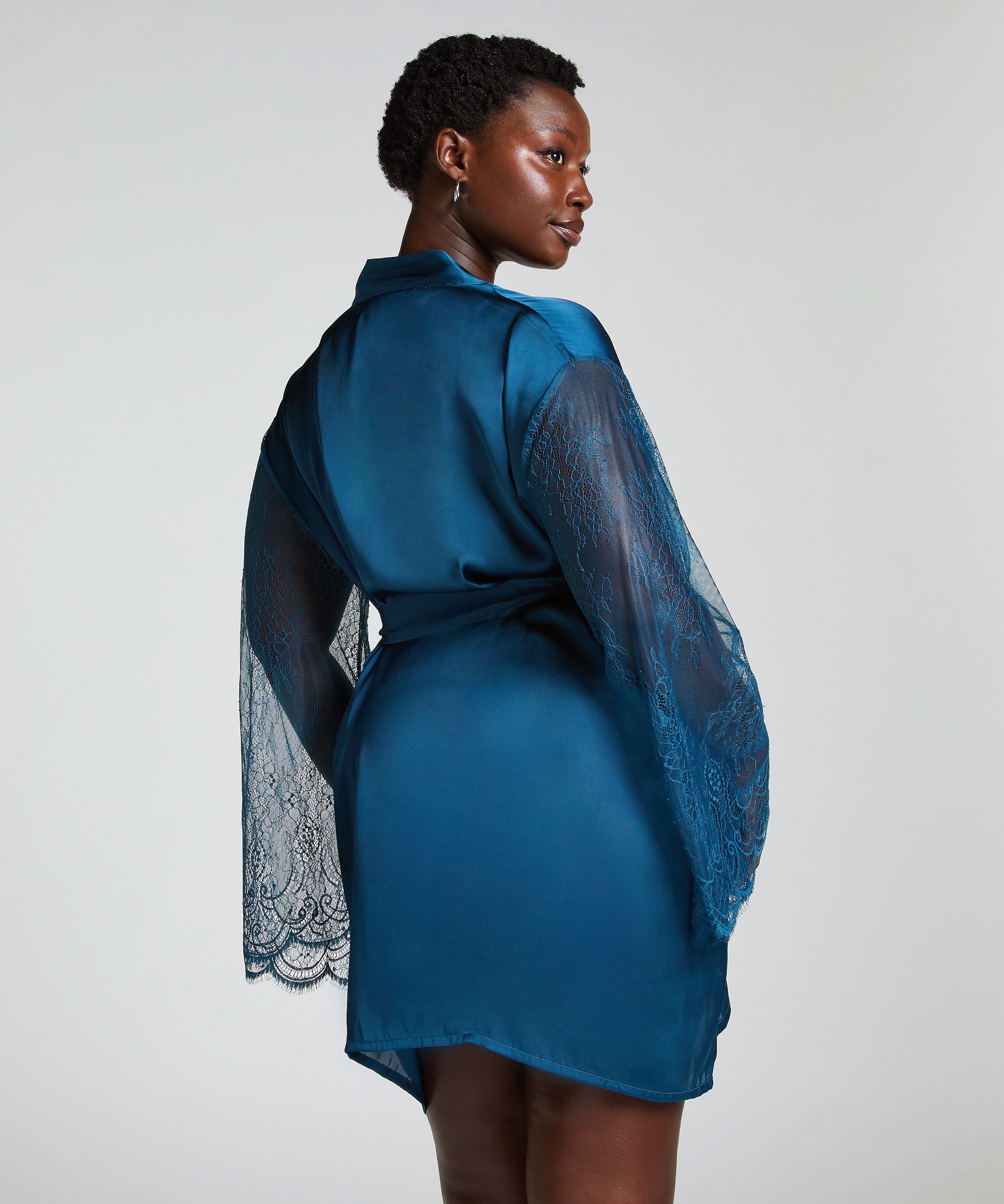 Satin Kimono, Blue, main