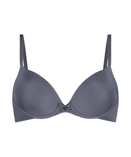 Plunge Padded Underwired Bra, Gray