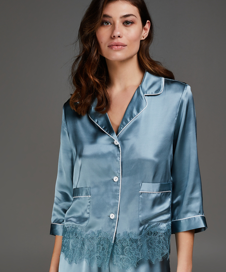 Silk pyjama top, Blue