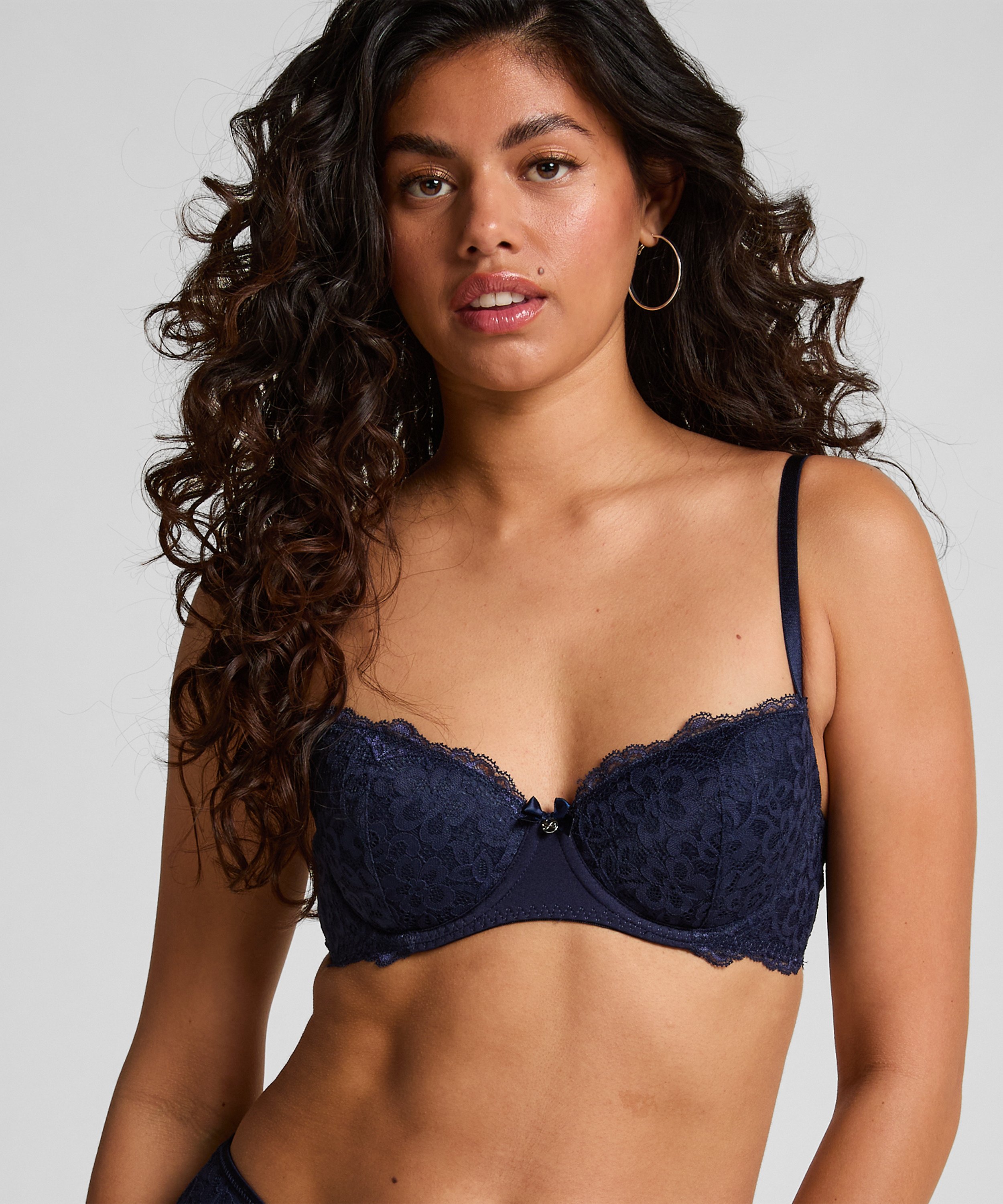 Marine Padded Underwired Bra, Blue, main