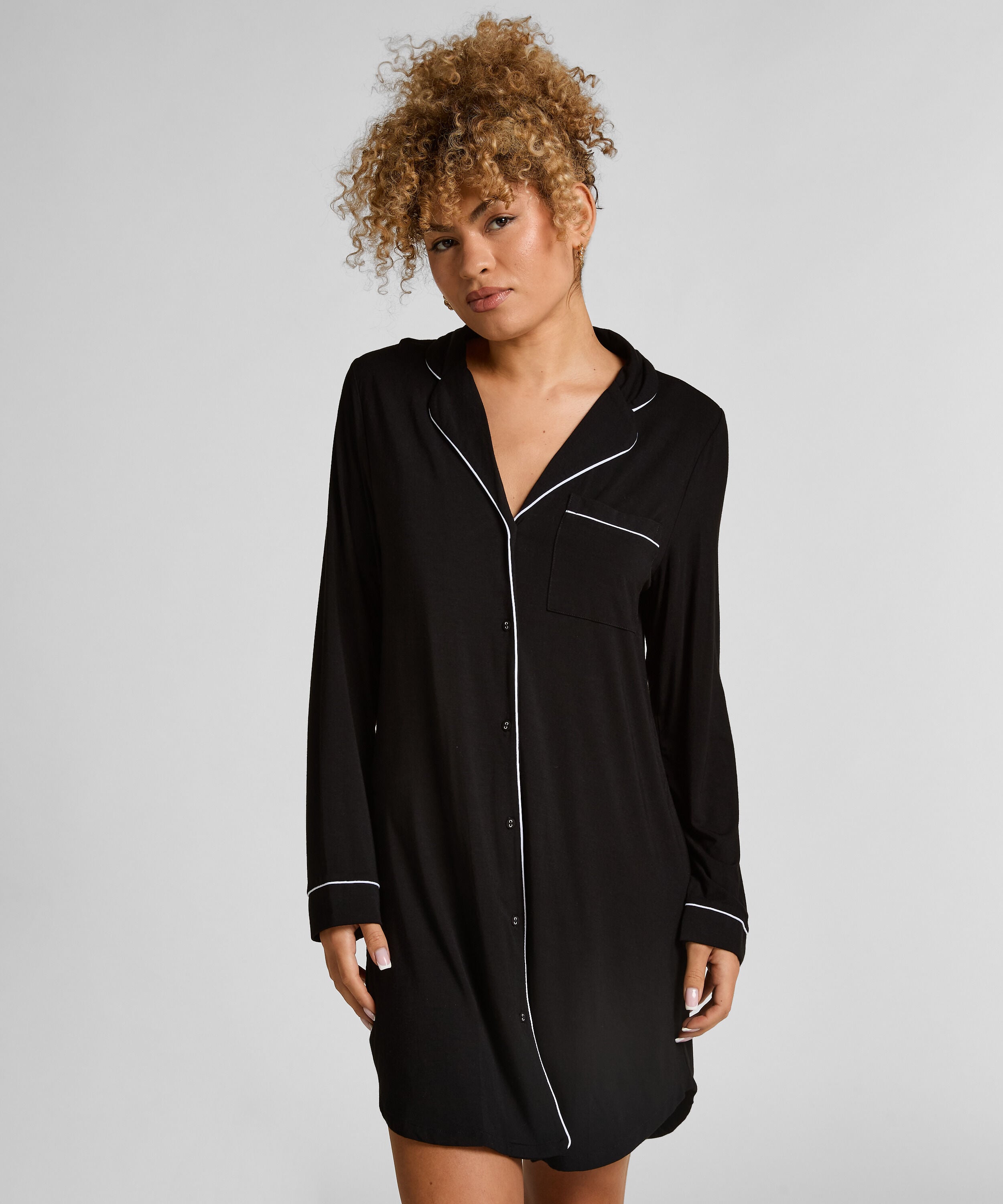 Essential Jersey Shirtdress, Black