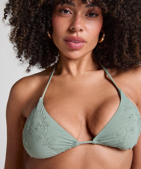 Giselle Triangle Bikini Top, Green