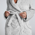 Long Fleece Bathrobe, Gray