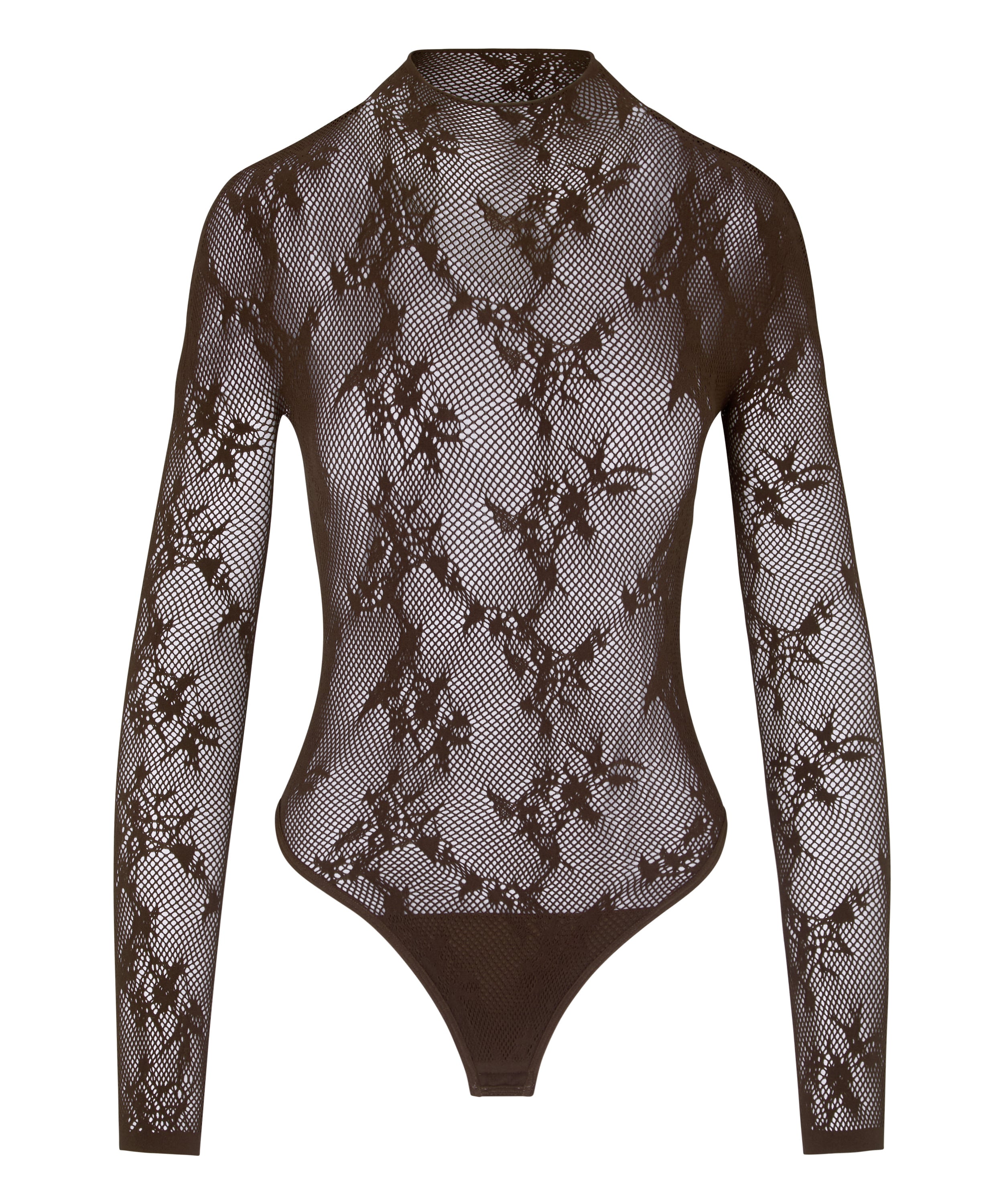 All Over Lace Body, Brown, main