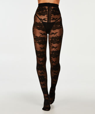 20 Denier Bold Floral tights, Black